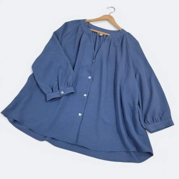 Como Blue Women's Blue Button-Up Top Size 3X - Picture 1 of 15